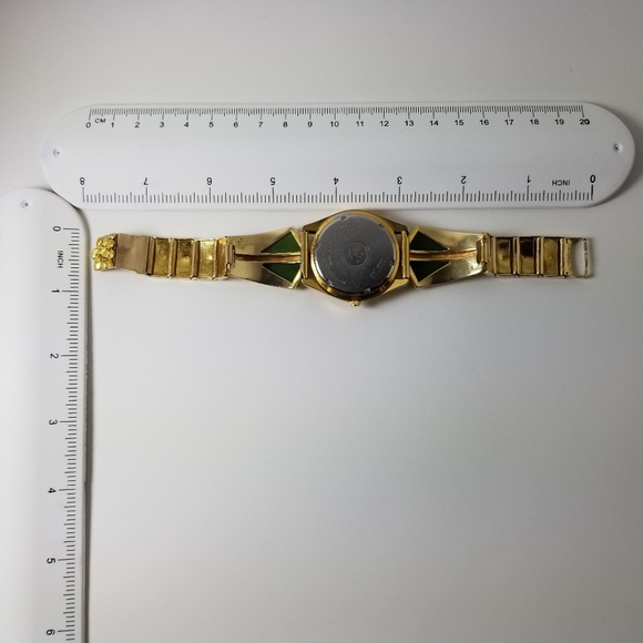 Gold nuggets and green jade men's watch Fresh Battery, Box - Picture 6 of 16